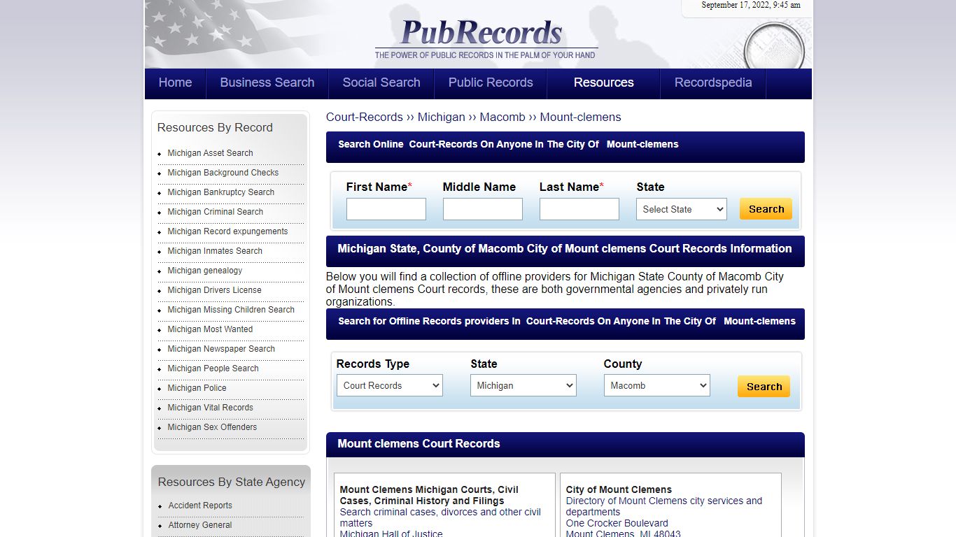 Mount clemens, Macomb County, Michigan Court Records